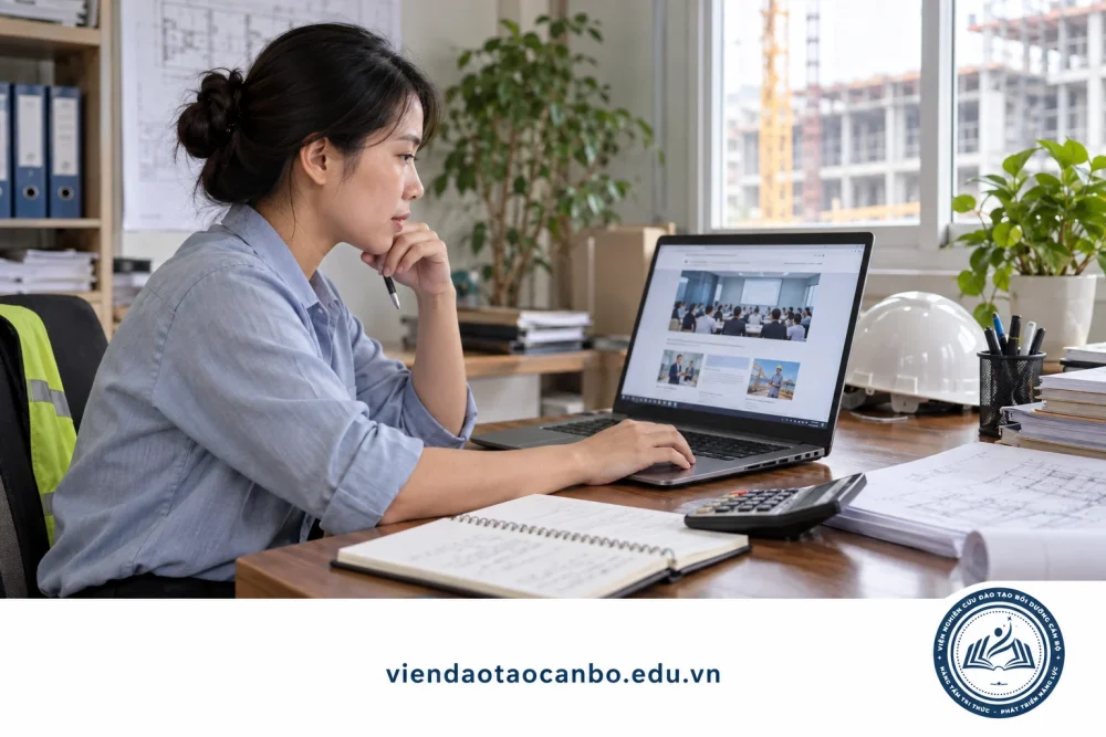 Người học đối chiếu thông tin khóa quản lý dự án với kế hoạch học tập