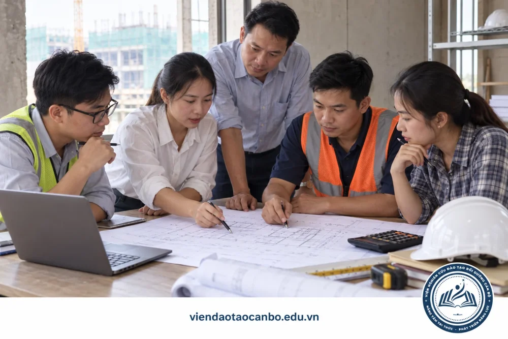 Các nhóm học viên thực hành dự toán xây dựng