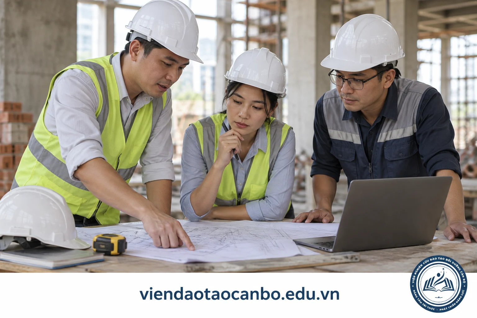 Nhóm kỹ sư lập kế hoạch kiểm tra chất lượng cho các giai đoạn thi công