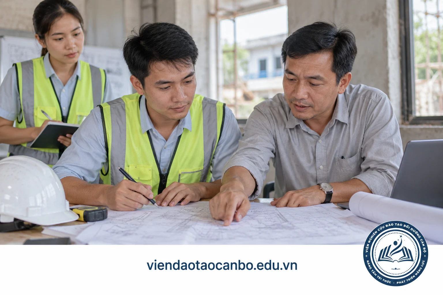 Kỹ sư trẻ học nghiệp vụ giám sát với người hướng dẫn