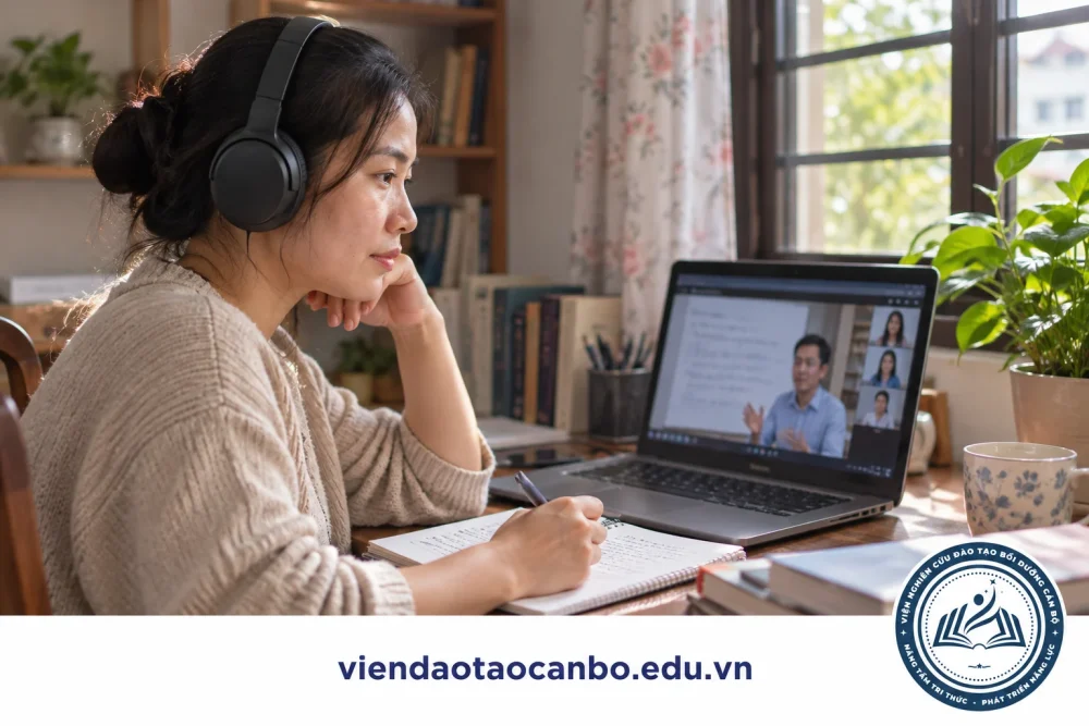 Học viên tham gia buổi học trực tuyến
