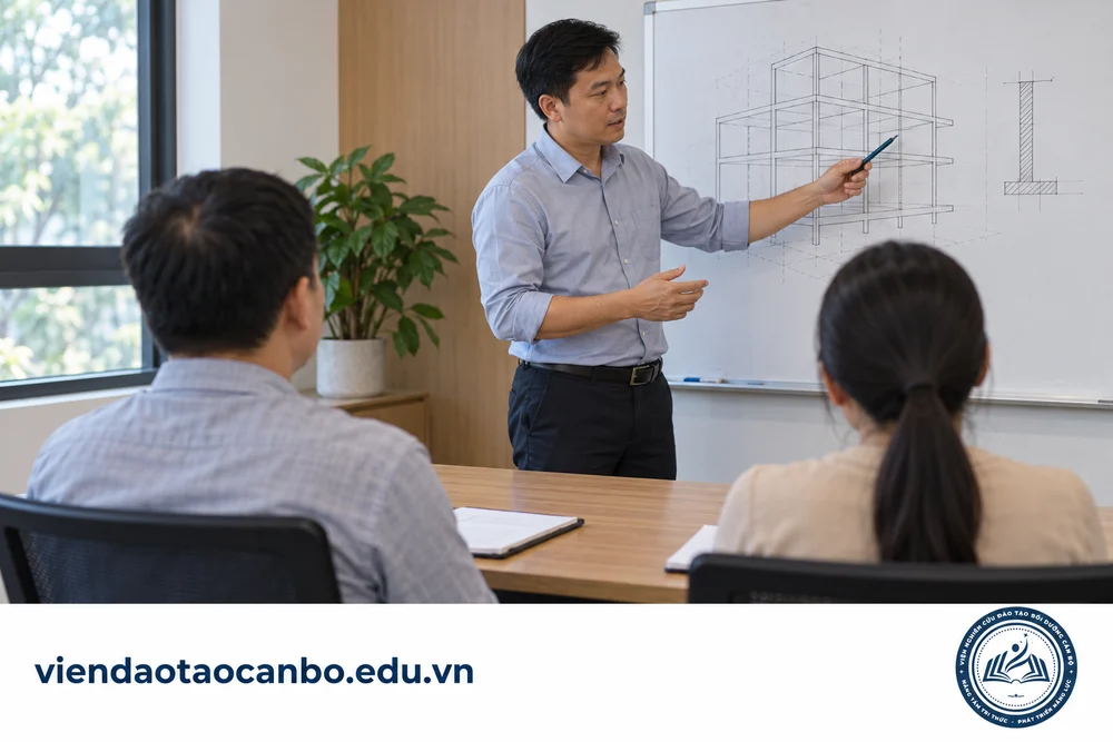 Học viên tham gia buổi bồi dưỡng kiến thức xây dựng minh họa
