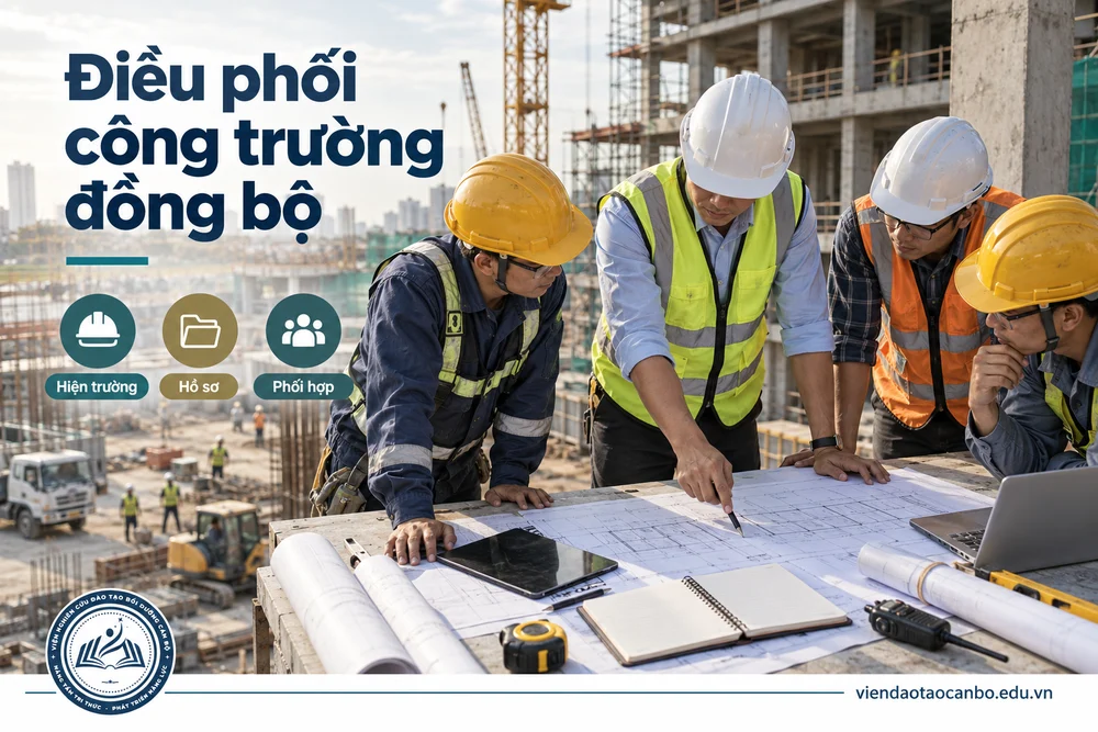 Điều phối công trường đồng bộ trong kỹ năng điều phối nhân lực, tiến độ và an toàn trên công trường