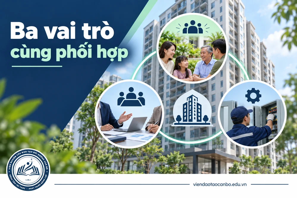 Ba vai trò cùng phối hợp trong quy trình phối hợp giữa ban quản trị, cư dân và đơn vị vận hành