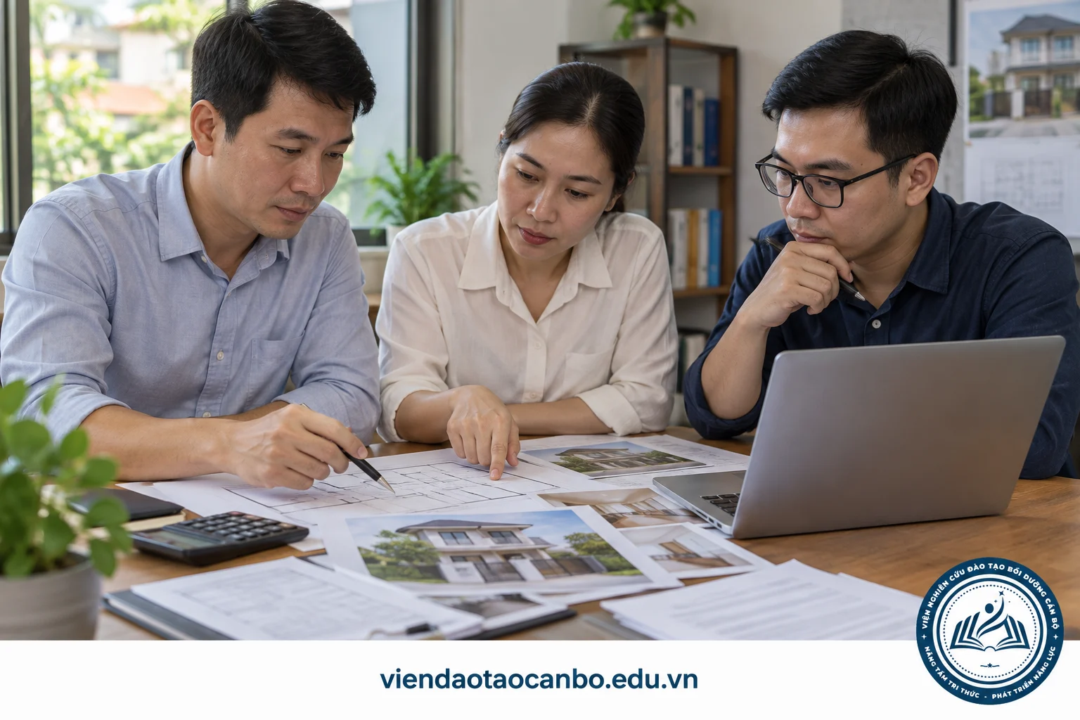 Người định giá bất động sản và đồng nghiệp phân tích hồ sơ nhà ở