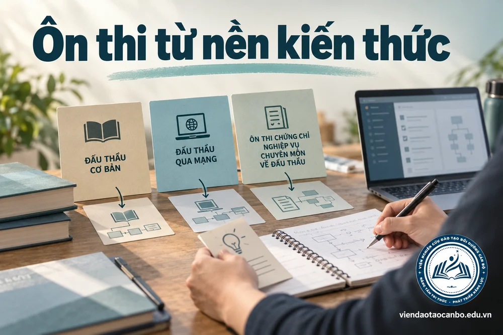 Ôn thi từ nền kiến thức — minh họa nội dung bài Ôn thi chứng chỉ đấu thầu tại Cần Thơ cho học viên khu vực Tây Nam Bộ