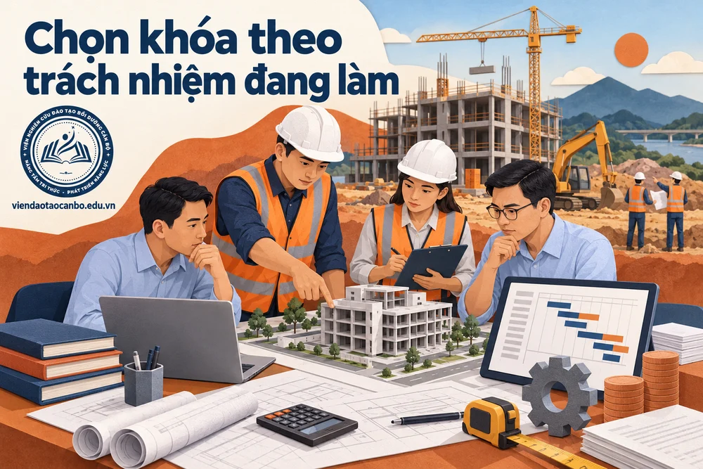 Chọn khóa theo trách nhiệm đang làm trong bài Khóa học quản lý dự án xây dựng tại Nghệ An và lộ trình học nghiệp vụ xây dựng