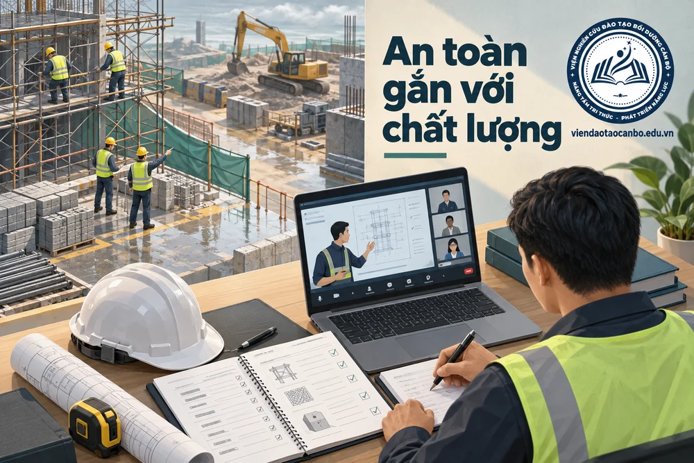 An toàn gắn với chất lượng — minh họa nội dung bài Đào tạo chỉ huy trưởng công trình tại Quảng Ninh theo hình thức Online qua Zoom