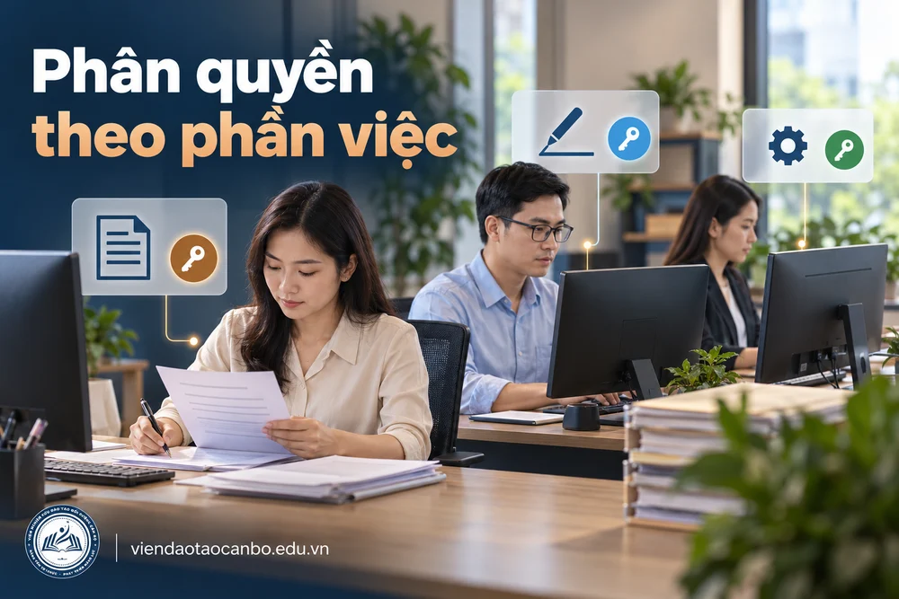 Phân quyền theo phần việc trong bài Cách phân quyền tài khoản nghiệp vụ trên Hệ thống mạng đấu thầu quốc gia