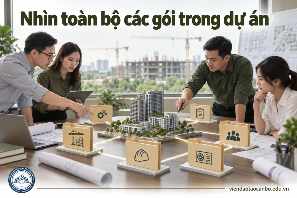 Nhìn toàn bộ các gói trong dự án trong bài Kế hoạch tổng thể lựa chọn nhà thầu: Bản đồ tổ chức đấu thầu của toàn dự án