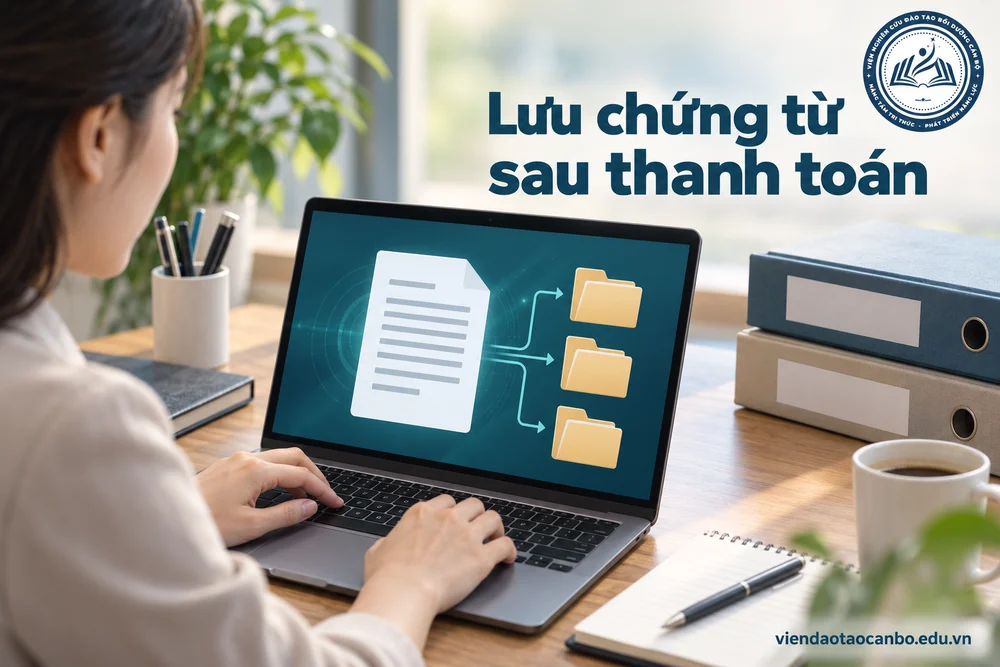 Lưu chứng từ sau thanh toán trong bài Cách tra cứu và tải hóa đơn điện tử chi phí đấu thầu qua mạng