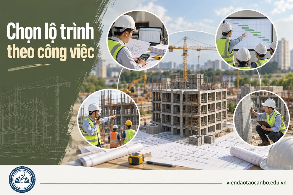 Chọn lộ trình theo công việc trong bài Khóa học lập dự toán xây dựng tại Nghệ An và lộ trình học nghiệp vụ xây dựng