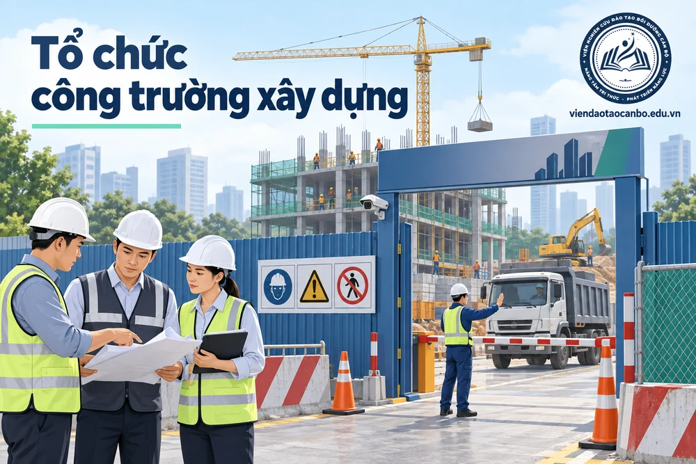 Tổ chức công trường xây dựng trong bài yêu cầu đối với công trường xây dựng theo Nghị định 207: Biển báo, rào chắn và quản lý hiện trường