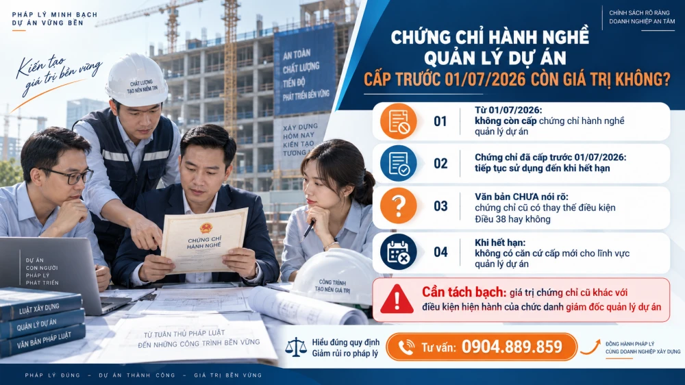 Chứng chỉ hành nghề quản lý dự án trước ngày 01 tháng 07 năm 2026
