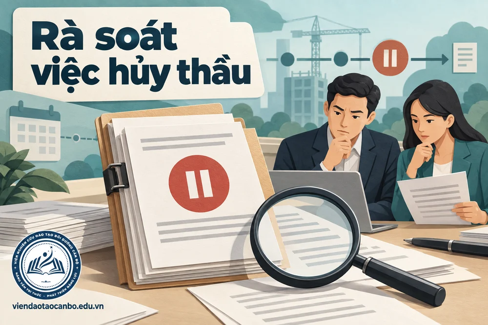 Rà soát việc hủy thầu trong bài hủy thầu: 5 trường hợp, ai quyết định, trình tự đăng tải và 16 tình huống xử lý