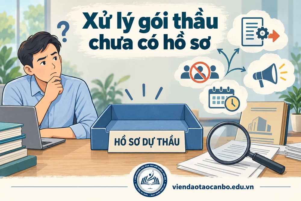 Xử lý gói thầu chưa có hồ sơ trong không có nhà thầu tham dự: chỉ định thầu e1, gia hạn hay mời thầu lại? So sánh 4 phương án và 16 tình huống