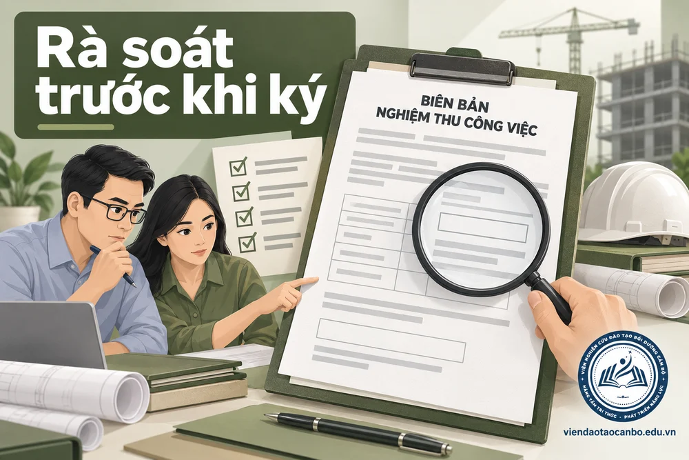 Rà soát trước khi ký trong mẫu biên bản nghiệm thu công việc, giai đoạn, hoàn thành theo Nghị định 207: cách điền và các tình huống