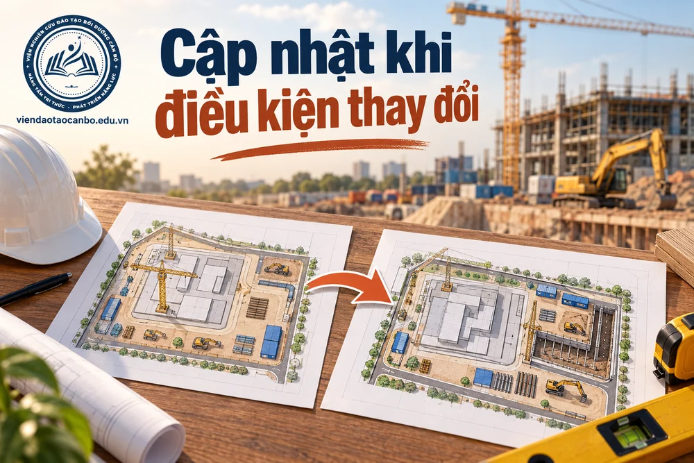 Cập nhật khi điều kiện thay đổi trong biện pháp thi công: ai lập, ai ký, ai phê duyệt, nội dung trong hồ sơ dự thầu và khi thi công