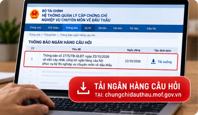 Hướng dẫn tải ngân hàng câu hỏi đấu thầu