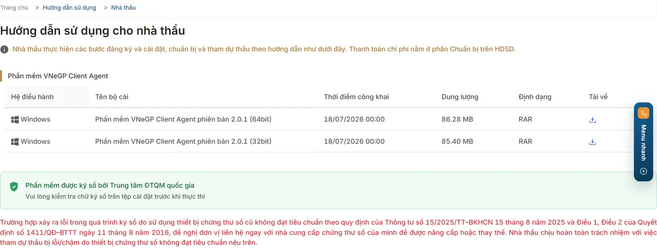 Nâng cấp VNeGP Client Agent 2.0.1: chuyên gia hướng dẫn từng bước, ký số không gián đoạn